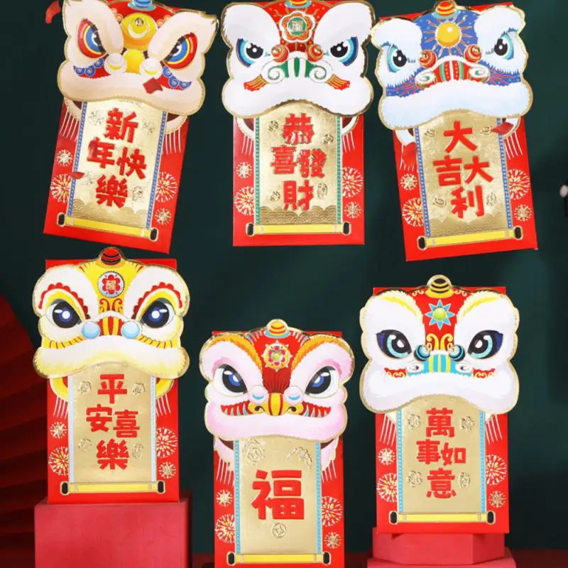 

6pcs 2022 HongBao Paper Red Envelopes Lucky Red Packet Cute Money Bag Tiger Spring Festival Supplies Chinese New Year Hongbao