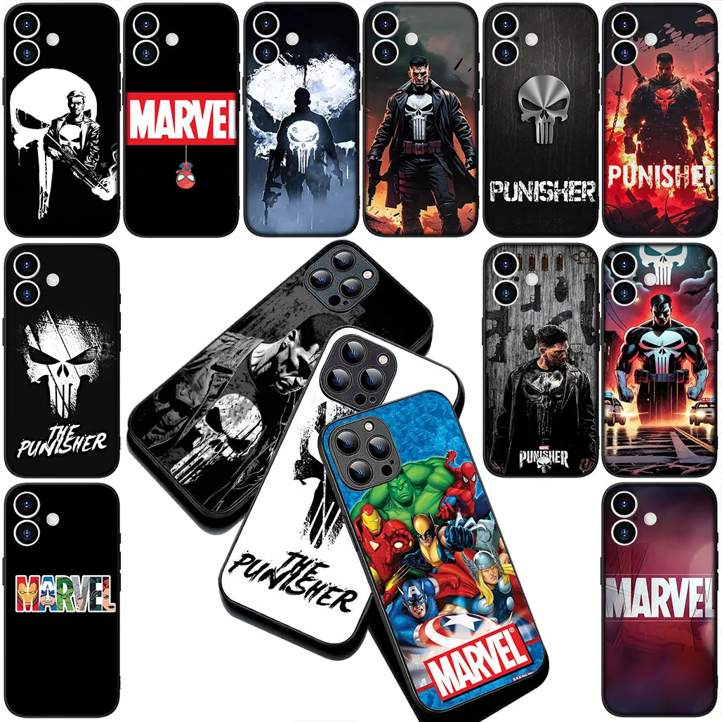 Фото Чехол-накладка с постером и изображением Черепа Punisher Marvel для Apple iPhone 16, 14, 15 Plus, 11 Pro Max, 16E ProMax, 15Plus, 15+, 16+ №2