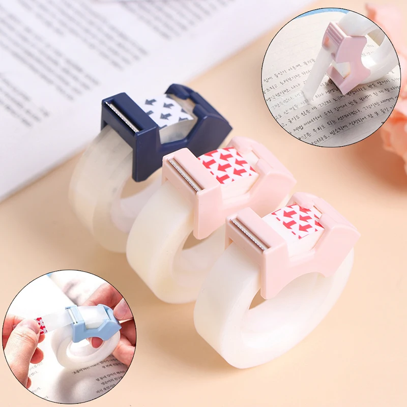 

1pc Clear Writable Adhesive Tape with Tape Cutting Tool Invisible Correction Tape School Stationery Protable Tape Dispenser