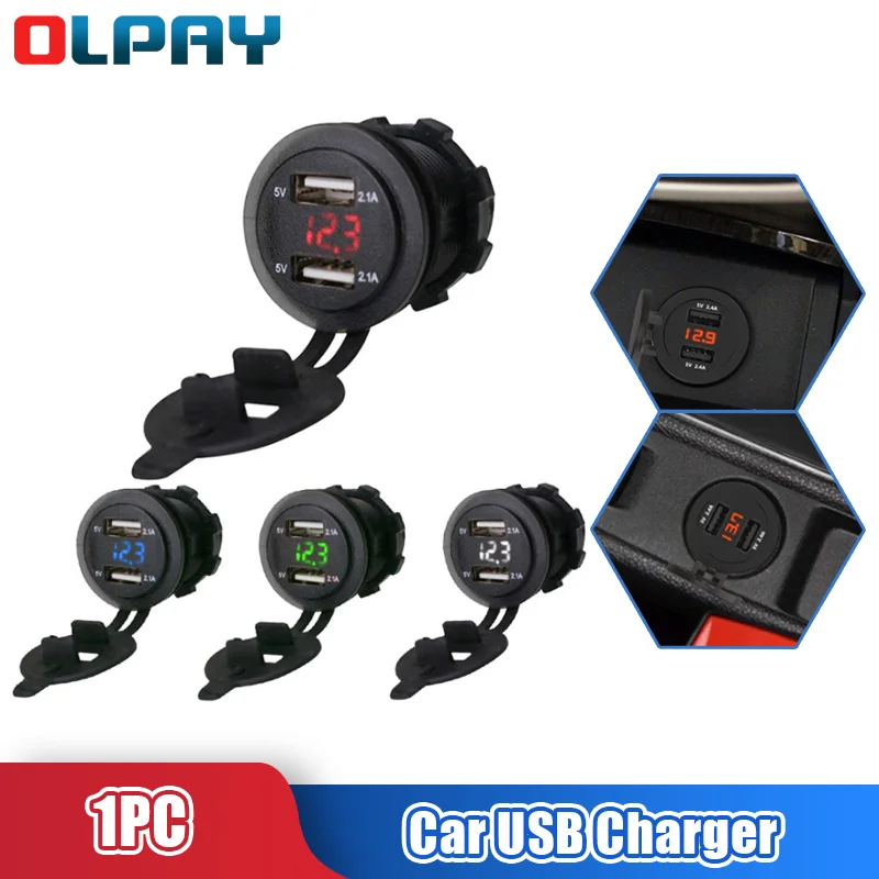 

Автомобильное зарядное устройство с двумя USB-портами и светодиодным дисплеем