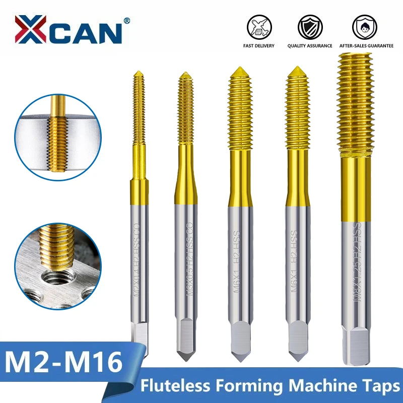 XCAN Extrusion Taps M2-M12 Fluteless Forming Machine Plug Taps Metric Screw Thread Tap Drill Metal Threading Tools