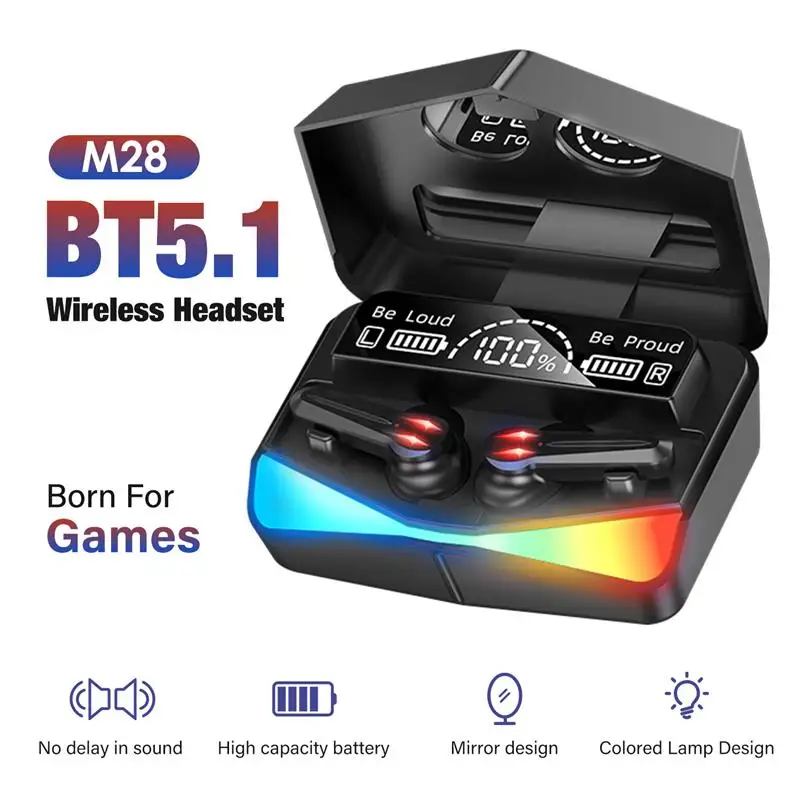 Беспроводные игровые наушники TWS с микрофоном IPX5 водонепроницаемые