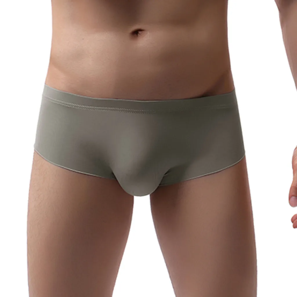 

Sexy Solid Color Boxers Mens Elastic Waist Briefs Underwear Ultra-Thin Breathable Arrow Shorts Panties Seamless Sleep Bottoms