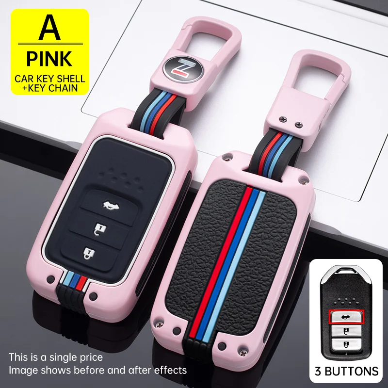 

Zinc Alloy Pink Car Key Case Cover for Honda City Civic CR-V Inspire 2015-2020 Remote Conrol Holder Key Case Auto Accessories