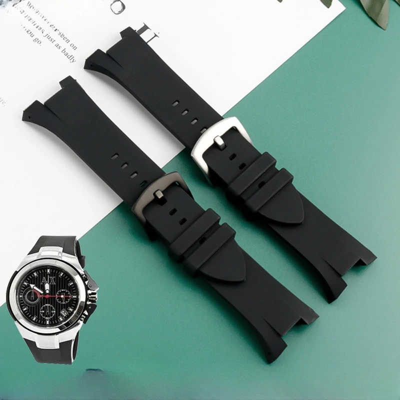 

Ремешок силиконовый для часов Armani Ax1803 1802 1050, резиновый, дышащий, удобный, 31x14 мм