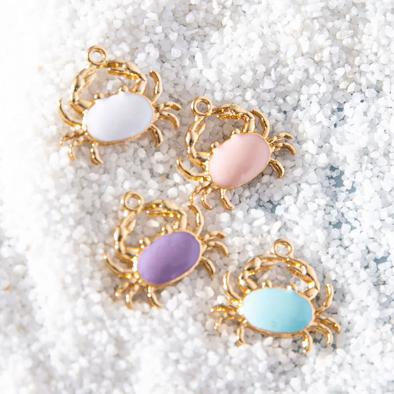 

10Pcs Gold Plated Enamel Pearly Octopus Crab Charm Pendant for Jewelry Making Bracelet Necklace Earrings DIY Handmade Craft