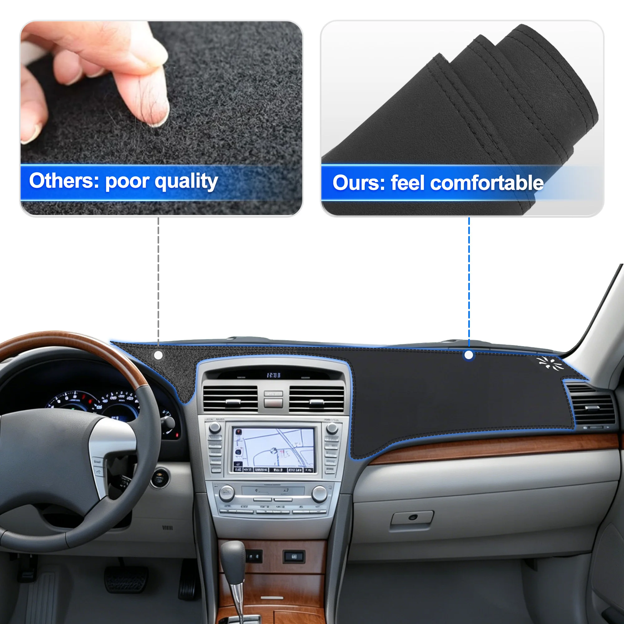 Фото Кожаный коврик на приборную панель, отражающий свет, для Toyota Camry XV40 2006-2011, накладка на панель, аксессуары для автомобиля №2
