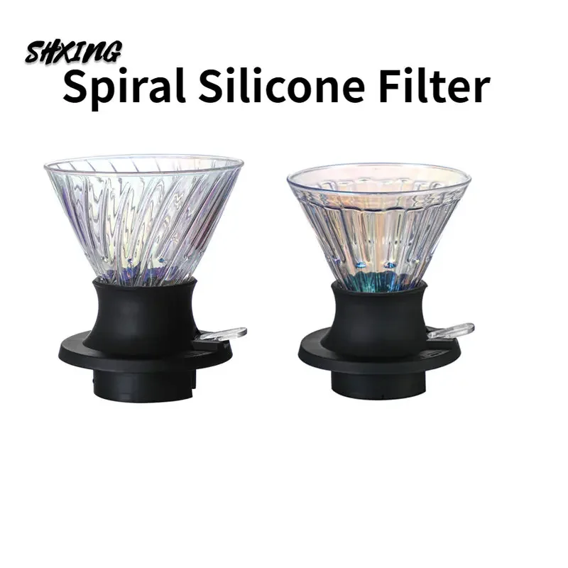 

Silicone Spiral Filter Reusable Coffee Filter Drip V-shaped Funnel Drip Coffee Basket Pour Reusable Glass Into Drip Holder
