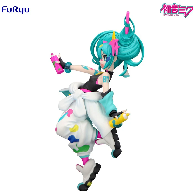 Фото В наличии FuRyu Trio-Try-iT Hatsune Miku ~Painting Girl Ver.~ ПВХ 19 см аниме фигурки модель коллекция игрушек №2