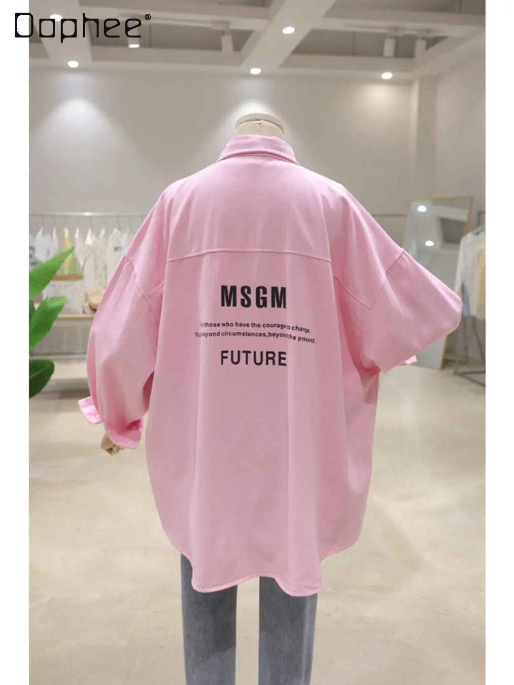 

Korean Style Fashion Loose Female Shirt 2022 Autumn New Candy Colors Letter Printed Mid-Length Cotton Shirt Coat Women Jacket