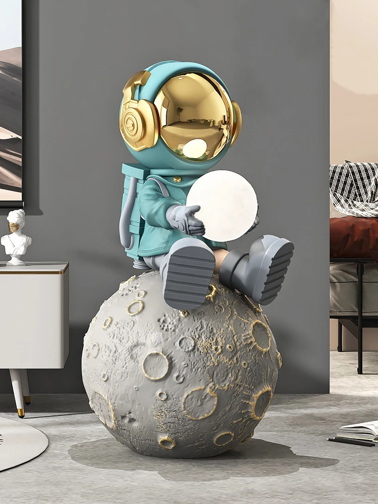 

Home Decor Figurine Large Living Room Decorative Luminous Astronaut Sculpture Office Floor Art Ornament Creative Welcome Statue