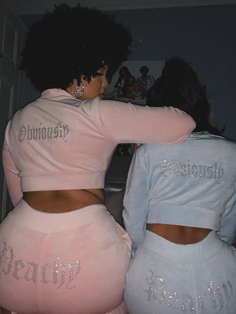 Бархатный спортивный костюм из 2 предметов женский укороченный жакет на молнии