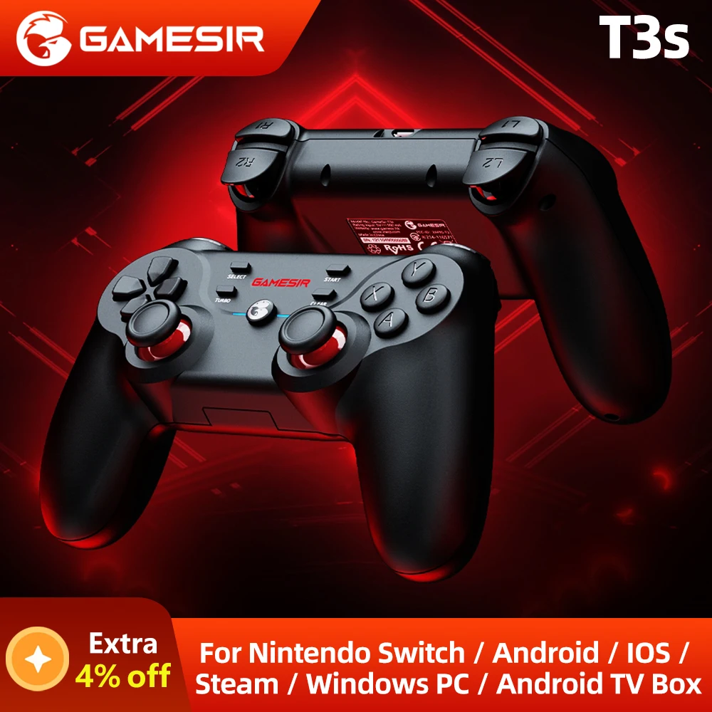 

GameSir T3s Bluetooth 5.0 Wireless Gamepad Switch Game Controller for Nintendo Switch Android Smartphone Apple iPhone and PC