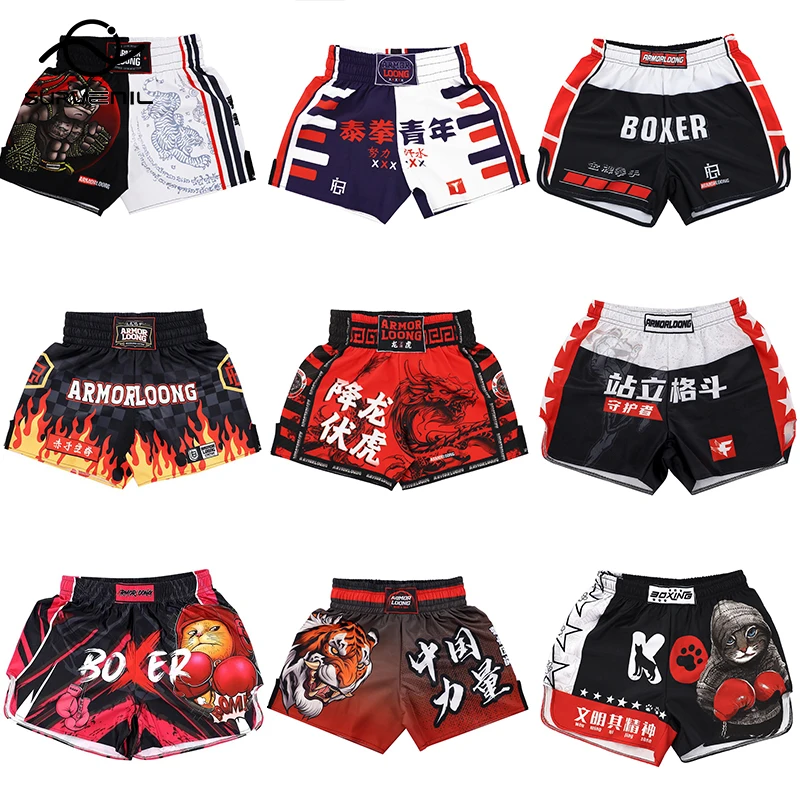 

Muay Thai Shorts Fight Kickboxing Pants MMA Shorts Men Women Kids Martial Arts Sanda Bjj Grappling Kick Boxing Training Trunks