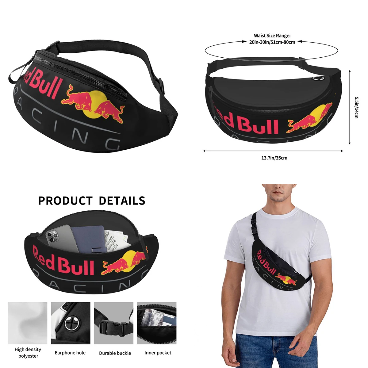 2023 Men Red Double-bull Chest Bag Accessories Motorcycle Motor Crossbody Strap Bags Popular Extreme Sports Lover Dumpling Bags