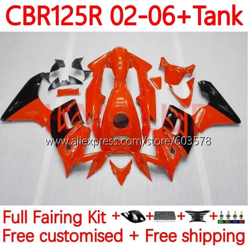 

Комплект для HONDA CBR-125R CBR 125 125R 125CC CBR125R 2002 2003 2004 2005 CBR125RR 02 03 04 05 06 оранжевый обтекатель 123No.13