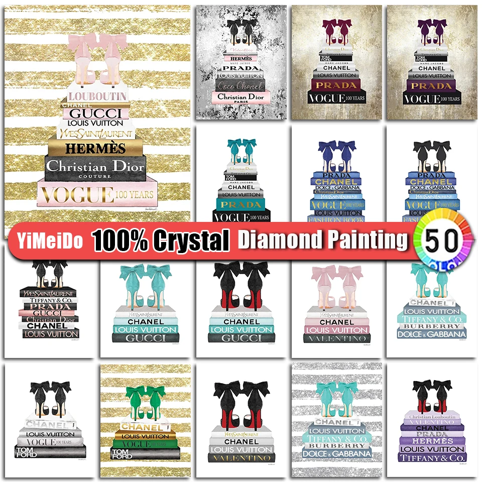 

YiMeiDo 100% Crystal Diamond Painting High Heels Book 5D DIY Full Drill Art Embroidery Picture Diamond Mosaic Landscape Gifts