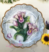 3d purple flowers decorative wall dishes porcelain decorative plates home decor crafts room decoration accessories figurine