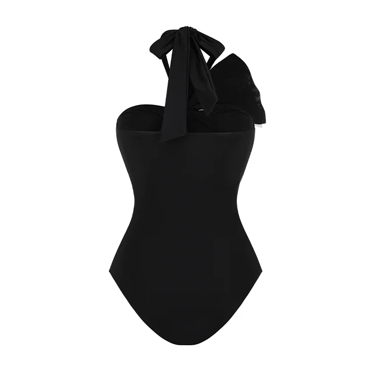 Новинка 2023 модный слитный купальник с оборками и цветными блоками женский