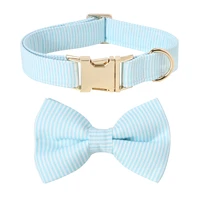 personalized dog collar bowknot light blue check belt size dog collar pet dog id dog accessories pet access