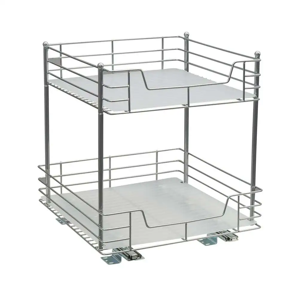 

Tier Sliding Pull-Out Pantry Cabinet Storage System, Silver Finish