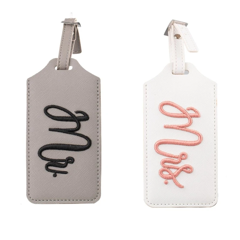 

Couple luggage tag Mr Mrs baggage identification PU label for women men