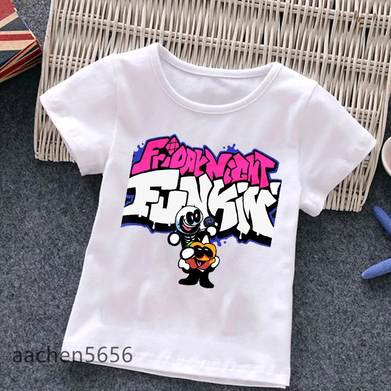 Girls Boys Cartoon T-shirts Kids Friday Night Funkin Print Tee Children Summer Short Sleeve Tops Clothing ,Drop Ship