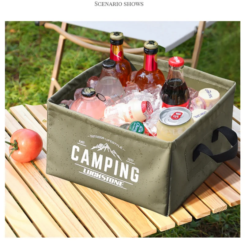 

15L Outdoor Square Hydration Pack Portable Folding Storage Bag Multi-functional Camping Picnic PVC Water Bag Sturdy Durable