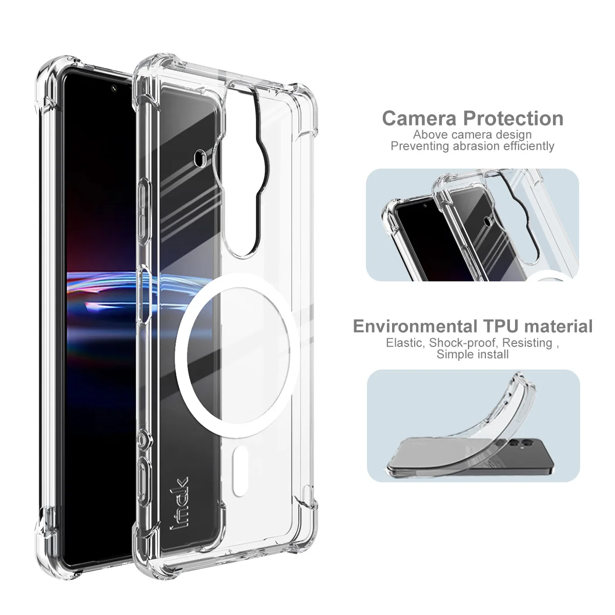 Фото Магнитный чехол для Sony Xperia Pro-I, мягкий чехол из ТПУ с воздушной подушкой, ударопрочный, IMAK №5