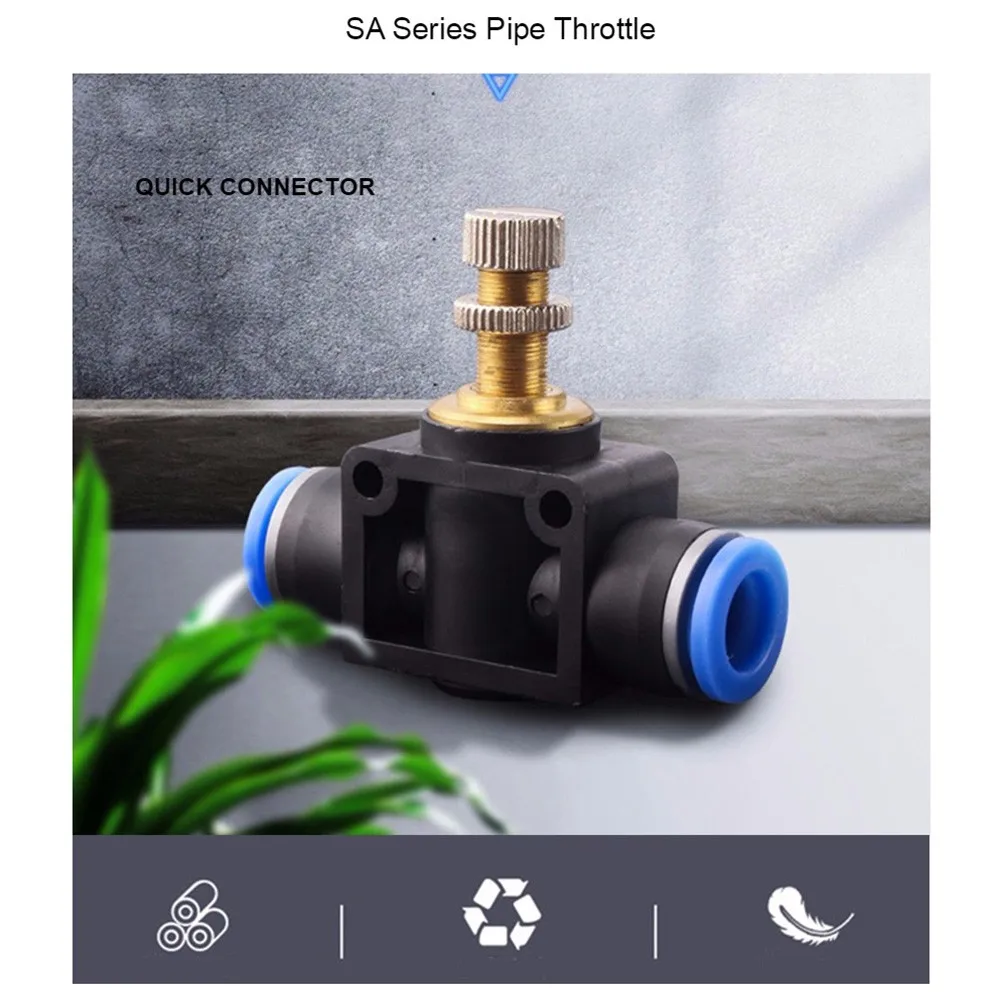 

10mm Flow Control Valve 4mm 6mm Air Throttle Valve Fittings / Connectors Pneumatics Quick Hose Tube Speed Control