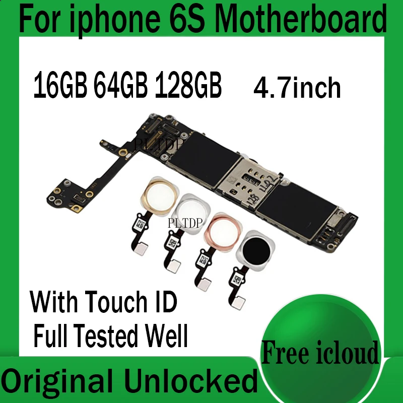

Free Cloud Unlocked For iphone 6S 4.7inch Motherboard With/Without Touch ID,For iphone 6S Mainboard Full Chips 16GB 64GB 128GB