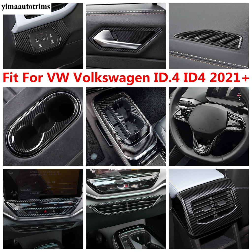 

Carbon Fiber Accessories For VW Volkswagen ID.4 ID4 2021 - 2023 Headlight Steering Wheel Frame Water Cup Holder Panel Cover Trim