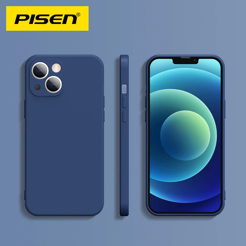 

PISEN Original Liquid Silicone Case For iPhone 13 Pro Max Pure Color Shockproof Soft Phone Cases Camera Protection Back Cover