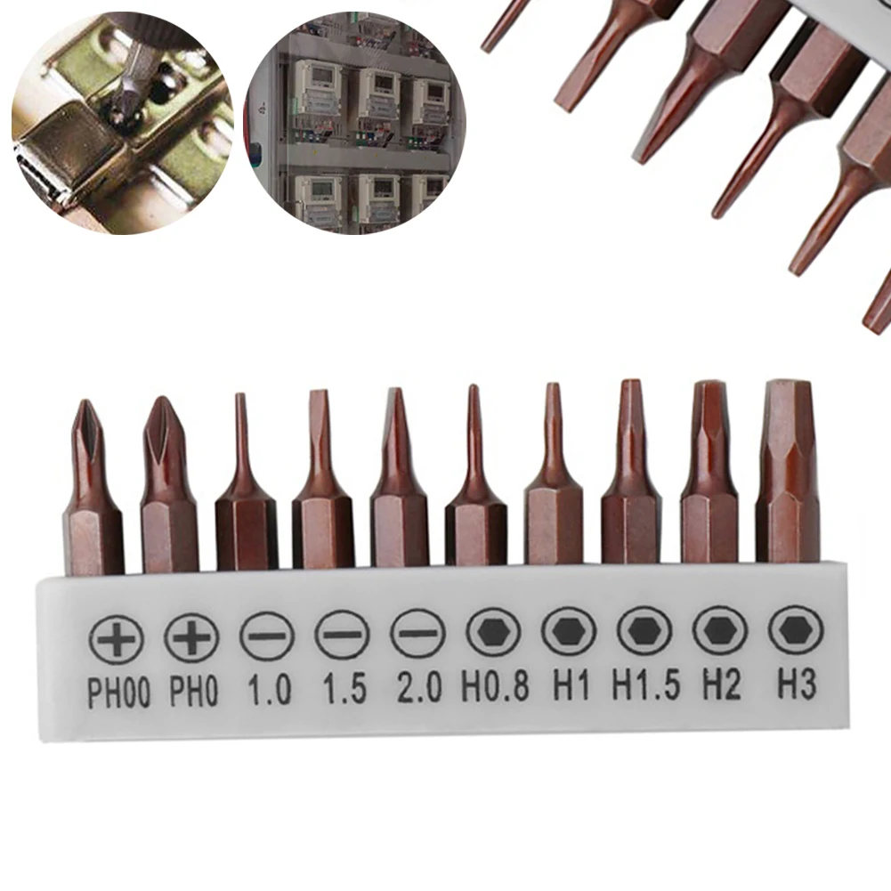 

10pcs 4mm Hex Shank Screwdriver Bit Set Hexagon Slotted Cross Screwdriver For Repairing Small Toys Appliances Hand Tools