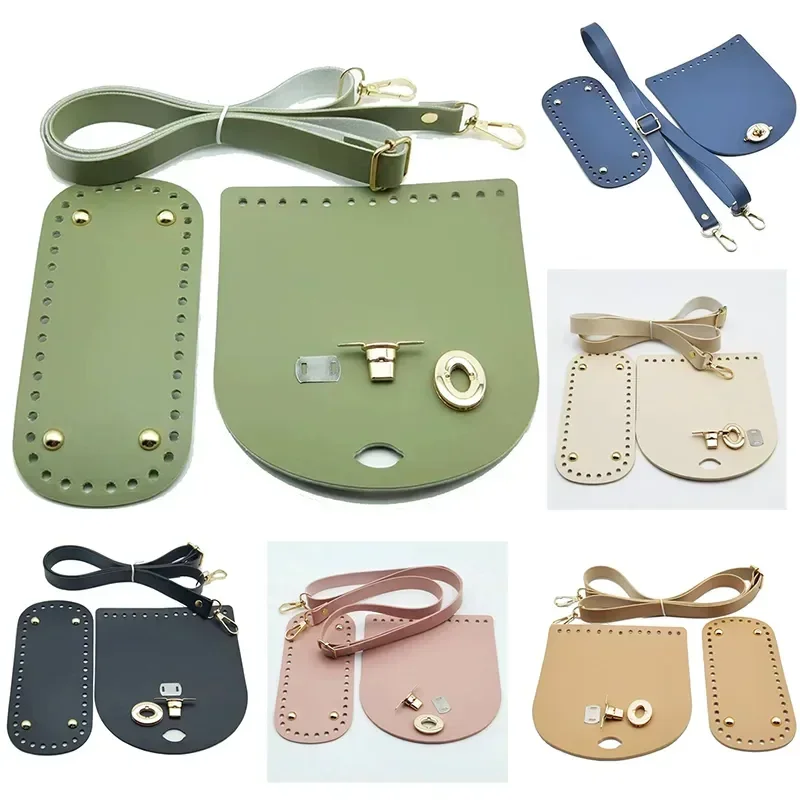 

1Set High Quality PU Leather Bag Strap Handmade Handbag Woven Set Bag Bottoms With Hardware Accessories for DIY Shoulder Handbag