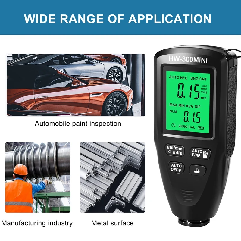 1 шт. HW300-MINI толщиномер покрытия тестер толщины пленки краски измерительные