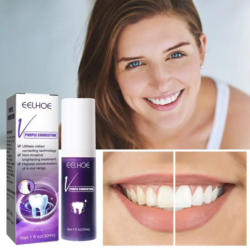 

30ml Purple Whitening Toothpaste Remove Stains Dental Plaque Reduce Yellowing Care For Teeth Gums Fresh Breath Brightening Teeth