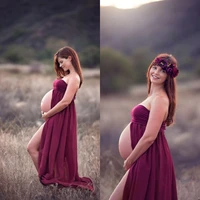simple chiffon pregnancy dress photo shoot slit open dress women gowns maternity dress for photography