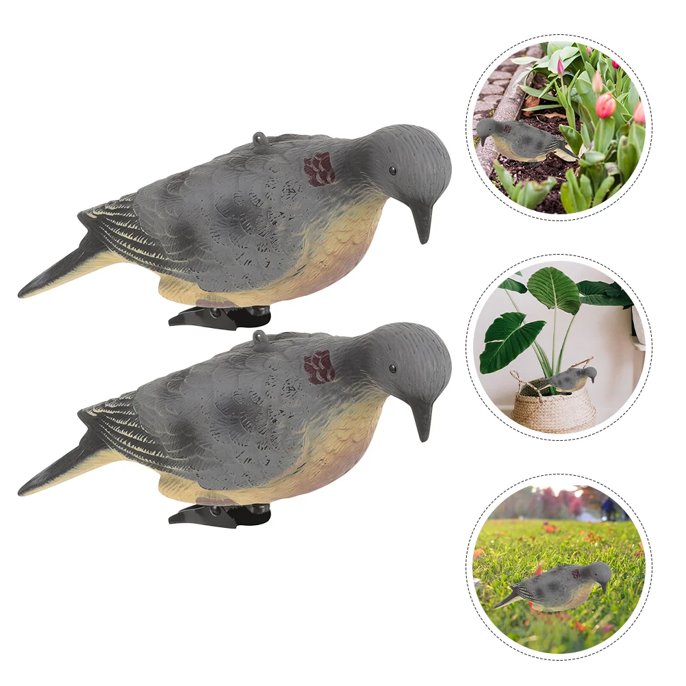 

2 Pcs Simulation Animal Model Pigeon Figurines Decor Outdoor Statues Desktop Landscape Bird Decoys Miniature Plastic Figures