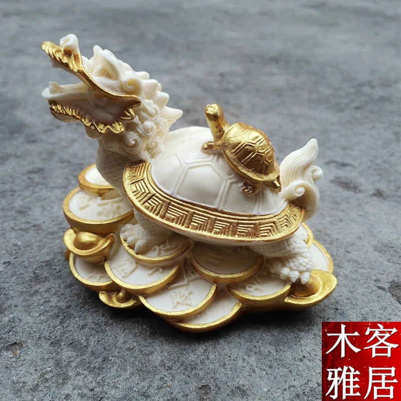 

Ivory Nut Dragon Turtle Decoration Mother and Child Back of Turtle Turtle Town House Small Water Turtle Fortune Office Home Craf