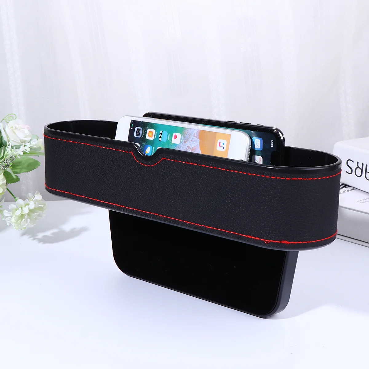 

Car Organizer Filler Console Pocket Case Side Drop Catcher Container for Cellphone Wallet Cup Keys Storage ( Black )