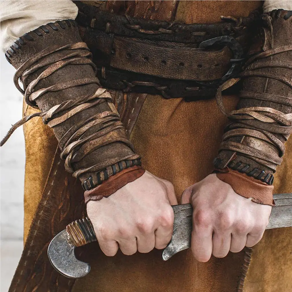 

1 Pair Arms Guard Guarding Bracers Breathable Multipurpose Vintage Style Cosplay Costume Breathable Windproof Practical