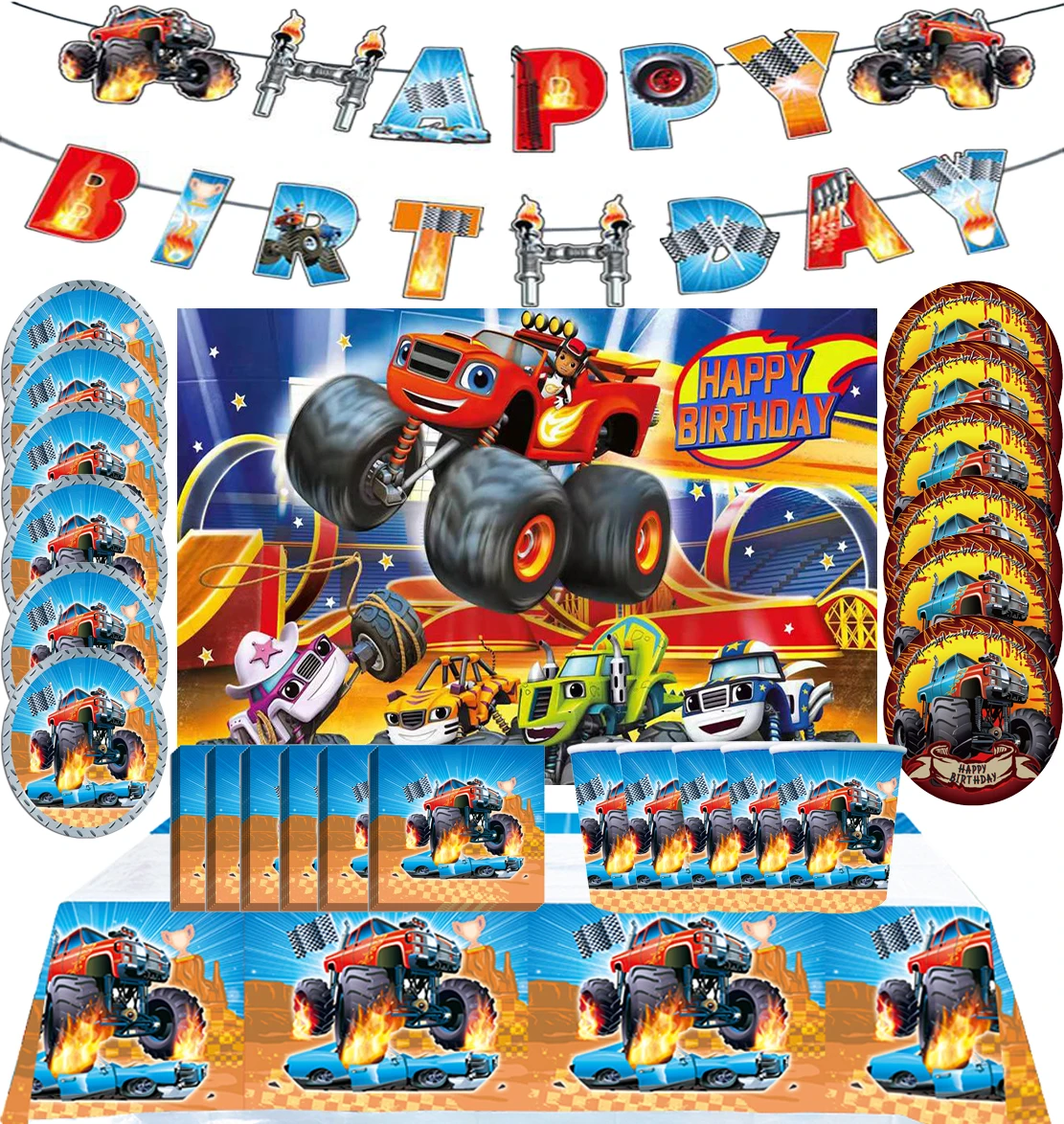 Тематические украшения на день рождения для мальчиков в виде монстра-грузовика