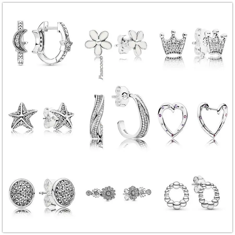 

Authentic 925 Sterling Silver Earring Sparkling Daisy Flower Trio Stud Earrings For Women Wedding Gift Fashion Jewelry