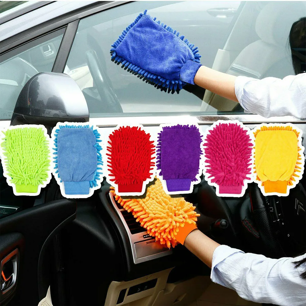 

Car Wash Glove Chenille Coral Soft Microfiber Gloves Car Cleaning Towel Cloth Mitt Wax Detailing Brush Auto Cleaning Tools Brush