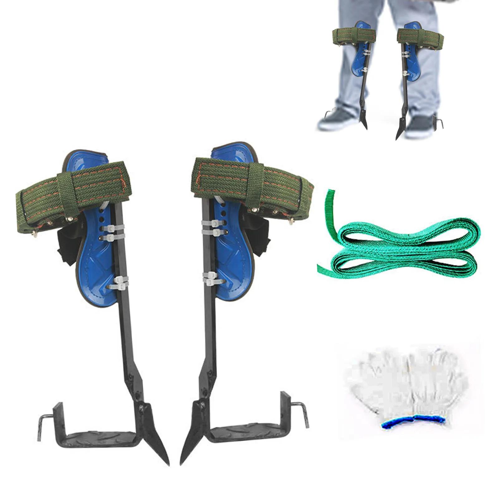

1 Set Tree Climbing Gear Safety Harness Belt Rope Shoes Tree Climbing Aid Tree-climbing Artifact Upright Steel Shoes