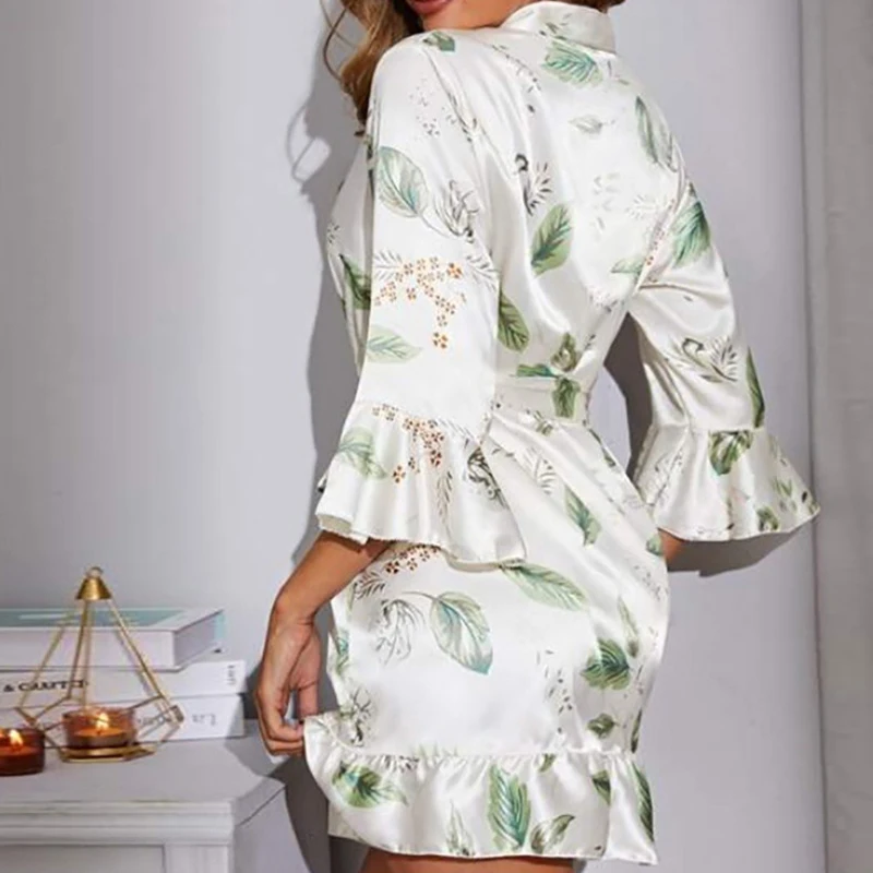 Женская пижама на шнуровке TERMEZY пикантная атласная леопардовой расцветки из