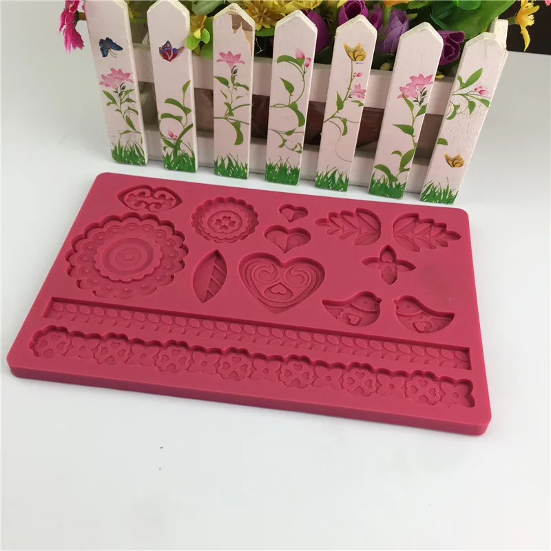 Цветы листья сахар тисненый силикагелевый коврик Paisimo сделай сам торт