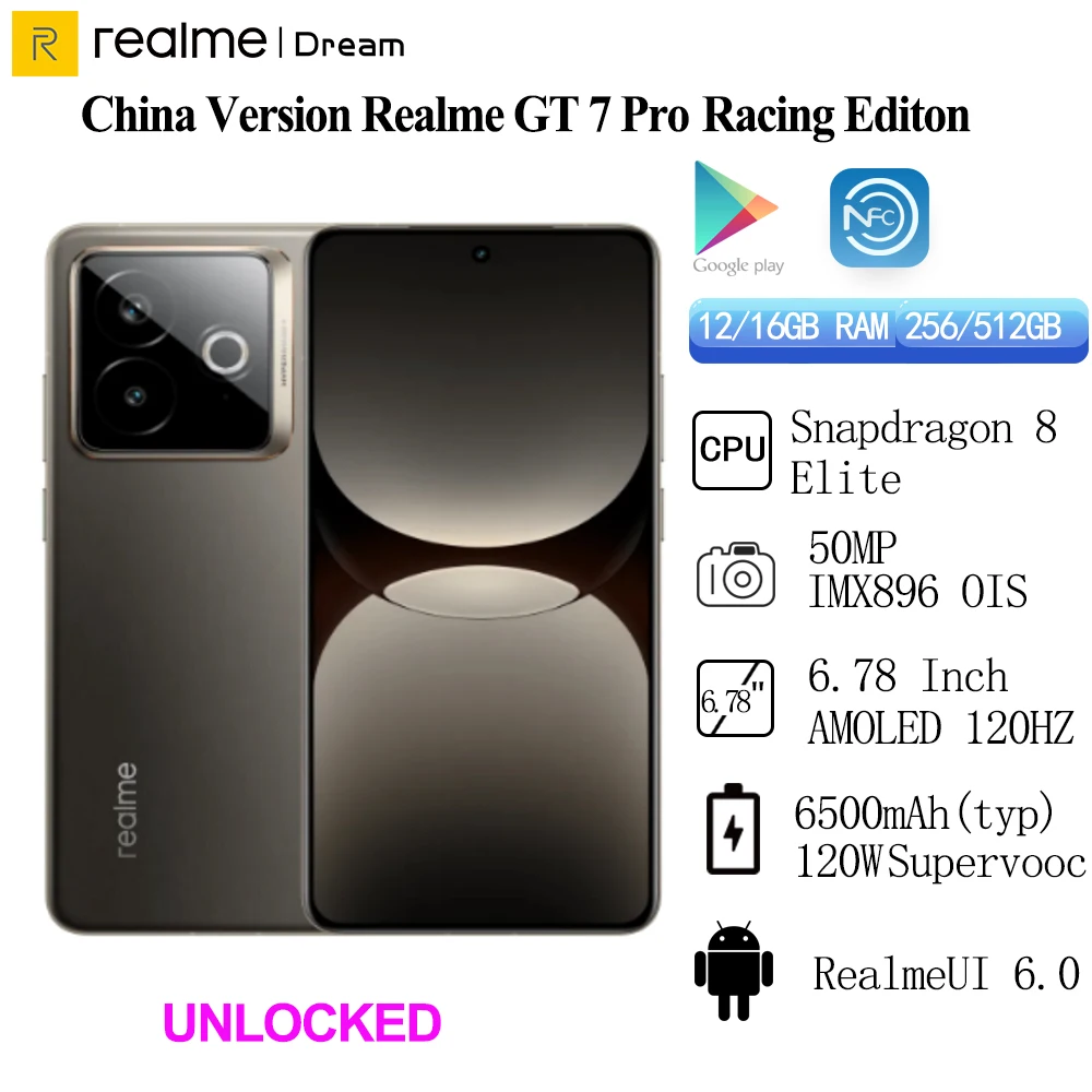 Смартфон Realme GT7 Pro Racing Edition, 12/256ГБ, 12/512ГБ, 16