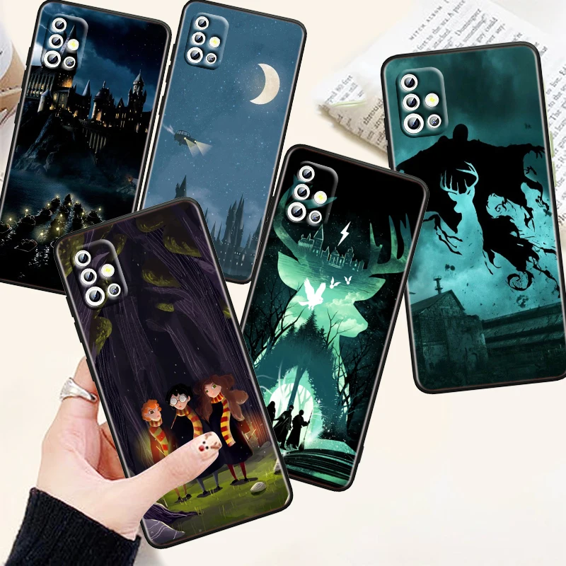 

Cartoon Logo Potters Wand Harries Phone Case For Samsung A73 A72 A71 A53 A52 A51 A42 A33 A32 A23 A22 A21S A13 A04 A03 5G Black